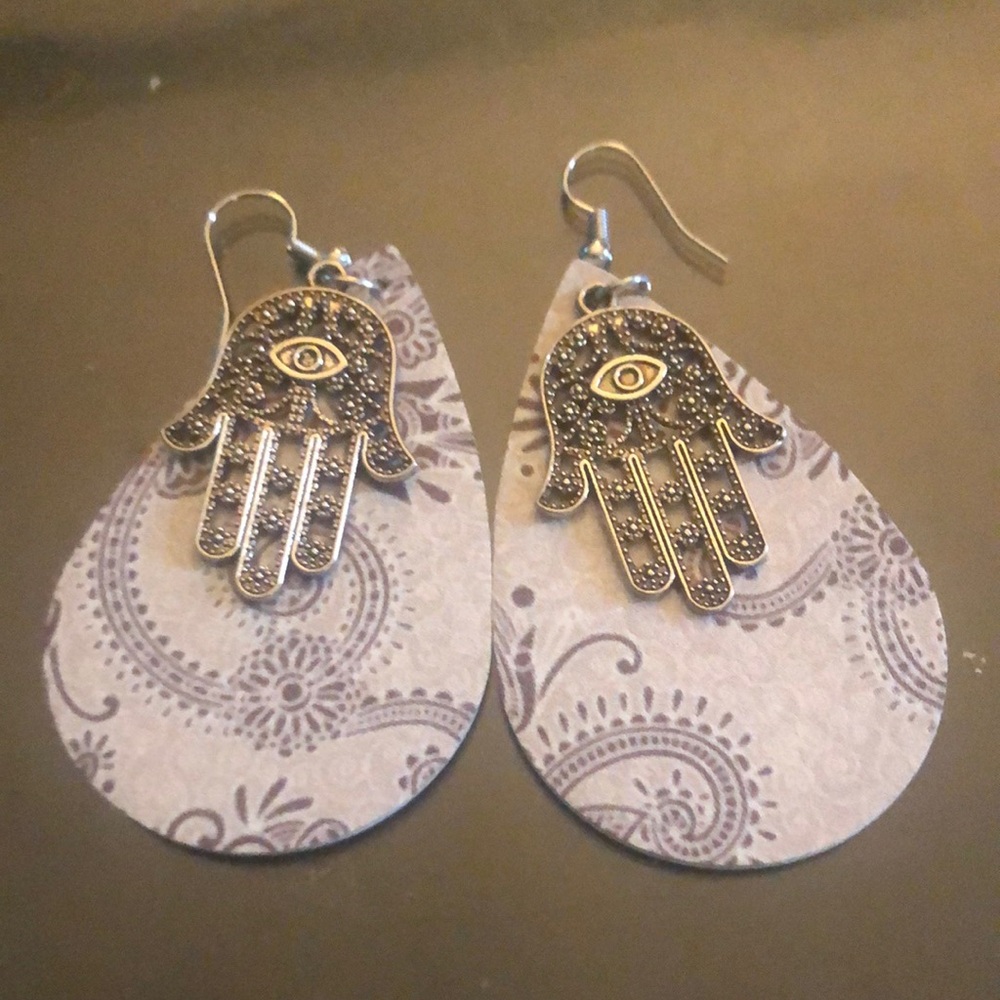 Silver Hamsa Hand Earrings